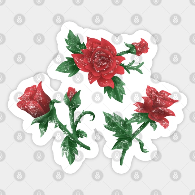 Roses with snow Sticker by CleanRain3675